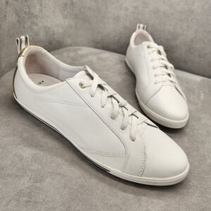 Frankie4 Sneakers Women's 13 White Leather Asher Gold Stripe Athleisure New $214